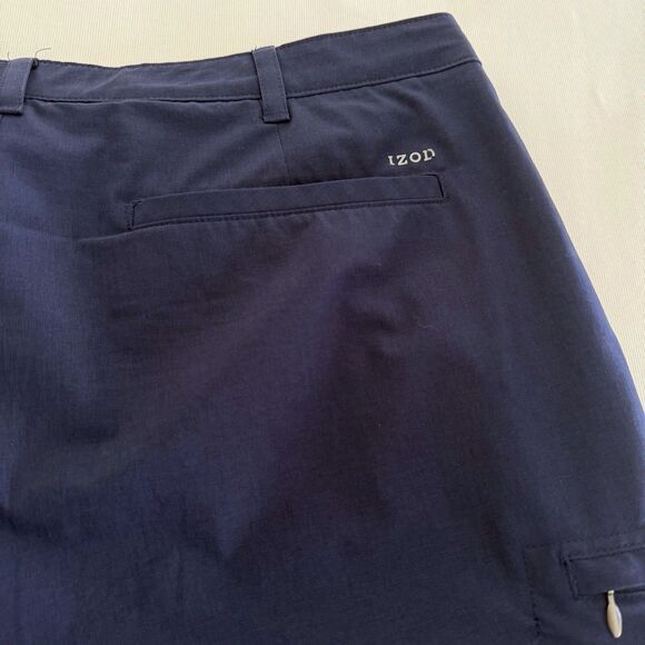 IZOD Golf Shorts Mens Solid Flat Front Navy Size 40 Performance Stretch Flex - Picture 12 of 12